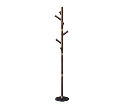 LOSTIS Gaderobenstaender Garderobenständer Kleiderablage Garderobe Freistehende Garderobe Aus Holz Flur Baum Mit Marmorsockel 6 Haken Messing Dekoration Für Hausflur Eingangsbereich Kleiderständer