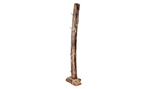 junado SAM Garderobe Hakon aus Teakholz, naturbelassen, Garderobenständer aus Massivholz, einzigartiges Unikat, Kleiderständer ca. 40 x 25 x 185 cm