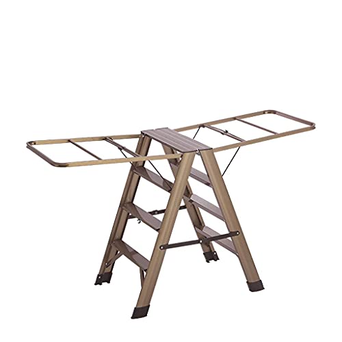 DRSM Leiter 3-Stufen-/4-Stufen-Aluminiumlegierung, tragbare Klappleiter + Wäscheständer, Mehrzweckleiter, Verlängerungsleiter, klappbare Metall-Stehleiter, Teleskopleiter, klappbare Stufe, Mehrfarbig