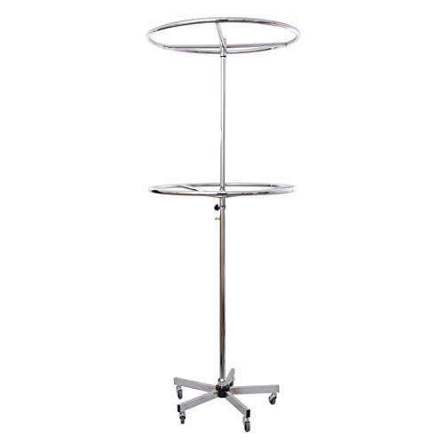 GERSO Ringständer mit Zwei Etagen 80cm breit verchromt auf 5 Stern Fuß   höhenverstellbar