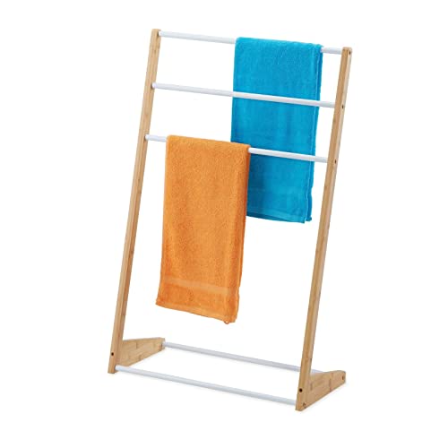 Yiibcio Bambus Handtuchleiter Handtuchhalter stehend Handtuchständer Badetuchleiter