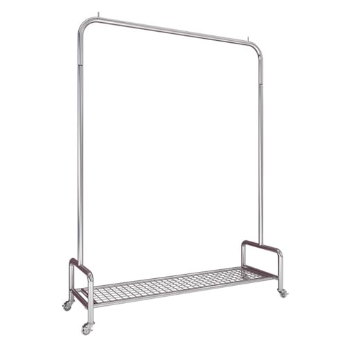 Robuster rollbarer Kleiderständer mit Netzablage, Metall-Kleiderbügel, 125 kg Kapazität, stabiler Boden-Kleiderständer, Größe: 80 x 40 x 160 cm, perfekt für Zuhause und Einzelhandel