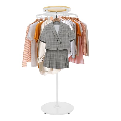 lousriyy Ringständer für Kleidung Breit 60cm Runder Kleiderständer 360° Drehbar Kleiderständer 140cm Höhe Freistehender Kleiderstange Multifunktional Garderobenständer Platzsparend Garderobe (Weiß)
