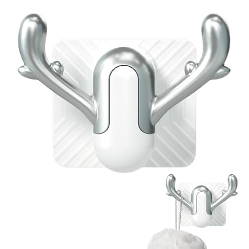 Handtuchhaken für Tür, Klebriger Kleiderhaken, Kleider-Hut-Taschen-Aufhänger, Slipper-Organizer, Geweih-förmiger Slipper-Haken, Doppelhaken, Handtuchhalter
