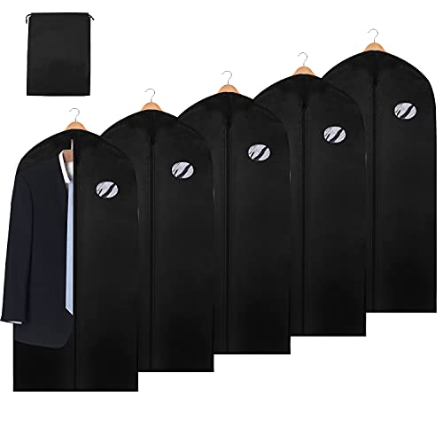 Jopassy Premium Kleidersack Anzug 5 Stück 128 x 60 cm inkl. Schuhbeutel Mit PE-Folie Dicker Vliesstoff Hochwertige Kleiderhülle für Anzug und Kleid Atmungsaktive Anzugtasche für Reisen