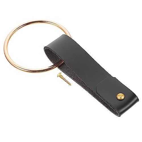 Housoutil Handtuchring Wandmontierte Lederhaken Fingerkuppentuch Wand Kleiderständer Wand Lederband Badezimmerhandtuchhalter Hellbraune Handtücher Pu Und Schulterriemen Messing Metall