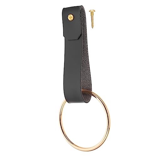 Mikikit Handtuchring Pu Und Hellbraune Handtücher Fingerkuppentuch Handtuchhaken Wand Kleiderständer Wandmontierte Lederhaken Wand Handtuchhalter Wand Lederband Haushalt Hängering Messing