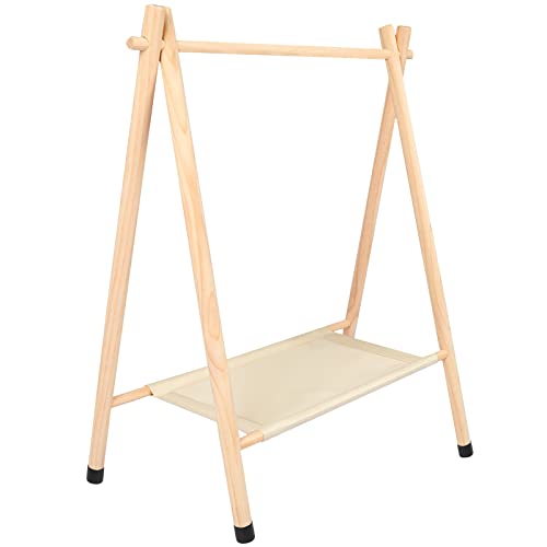 Queekay Kinder-Kleiderständer für Kinder, für Haustiere, Puppen, Baby, Kleiderständer, Holz, Kleiderständer, mit Aufbewahrungsregal, Beige, 80 cm L x 35 cm B x 80 cm H, groß