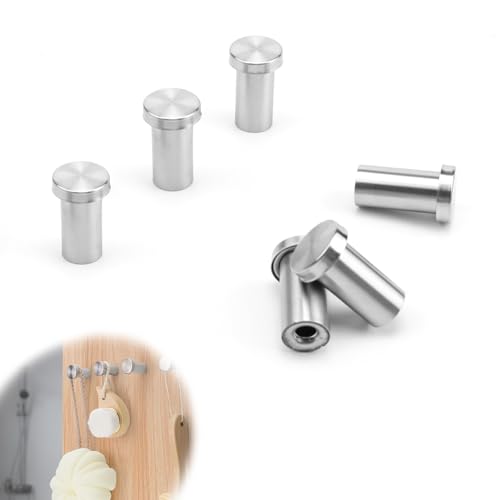0XBIT Kleiderhaken Silber, 6 Stück Garderobenhaken Edelstahl, Handtuchhaken zum Bohren, Wandhaken Edelstahl, mit Montagezubehör, Geeignet für Küche und Bad