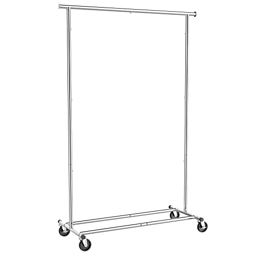 Yaheetech Kleiderständer auf Rollen Metall kleiderstange Garderobe Garderobenständer klappbar Länge 108-168cm, max. Belastbarkeit 90 kg