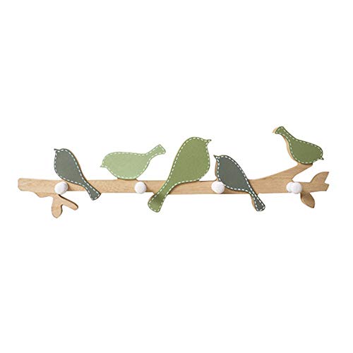 LucaSng Kinder Wandhaken, Kindergarderobe mit 4 Haken, Holz Vogel Kleiderhaken Wandgarderobe Kindermöbel Garderobenhaken für Kinderzimmer Wohnzimmer (Stil B)