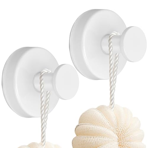 LUOJINYI 2 Stück Saugnapfhaken Haken Edelstahl mit Saugnapf Handtuchhaken Saugnapfhaken Ohne Bohren Bademantelhaken, Kleiderhaken Wandhaken, Haken Selbstklebend für Bad Küche Büro (Weiß)