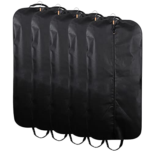 Resszo Kleidersack Anzug, 5 x Premium Kleidersack mit Reißverschluss, 120 x 60cm Kleiderhüllen zum Aufhängen, Atmungsaktive Anzugtasche für Abendkleider/Anzüge/Mäntel (120 x 60cm - Kleidersack Anzug)