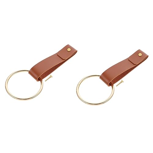 Uonlytech 2st Handtuchring Wand Lederband Wandmontierte Lederhaken Kleiderständer Aus Metall Hellbraune Handtücher Kleiderbügel Aus Kunstleder Wandkleiderbügel Messing Toilettenartikel Mauer