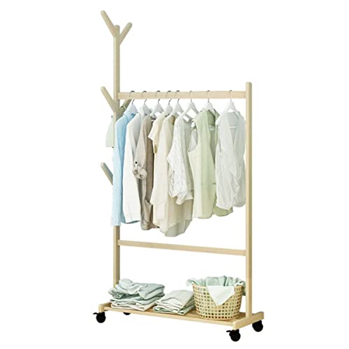 STARMS Rollbarer 3-In-1-Kleiderständer Mit Rad Und 6 Haken Zum Aufhängen Von Kleidung, Tragbarer Kleiderbügel Für Die Wäsche Im Wohnzimmer/80Cm