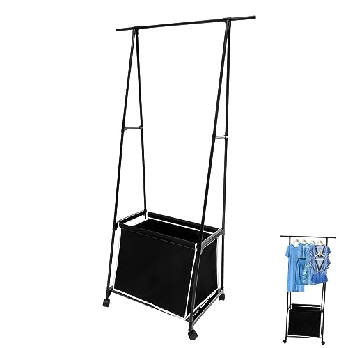 BUGUUYO Kleiderablage Freistehender Kleiderständer Hutständer Garderobenständer Für Schlafzimmer Jackengarderobe Jacken-kleiderständer Rollbarer Kleiderbügel Schals Garderobe Metall Black