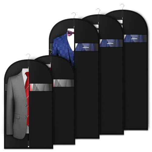 YOCOLE 5 Stück Premium Kleidersack Anzug, Schutzhülle Kleiderhülle Reise mit Reißverschluss, Anzugtasche für Hemd & Kleid, Atmungsaktive Kleidertasche Business für Reise & Aufbewahrung (110/152x60cm)