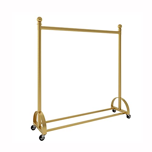LXGJSQY Garderobenständer aus Metall mit Rädern, Kleiderständer, Kleiderständer, Kleiderständer, Rollbare Kleiderstange für Schlafzimmer, Flur, Wohnzimmer (Größe: 120 x 40 x 155 cm, Farbe: Gold)