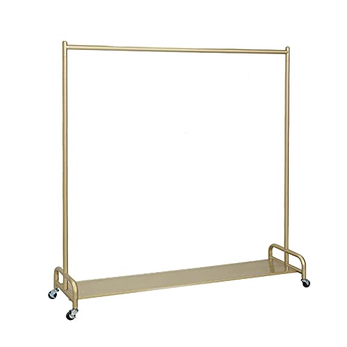 ZOUTYI Kleiderständer, robuster Kleiderbügel aus Eisen, Schlafzimmer, Haushalts-Kleiderstange, leicht zu bewegen mit Rädern, golden, 100 x 40 x 155 cm (Farbe: golden, Größe: 160 x 40 x 155 cm)