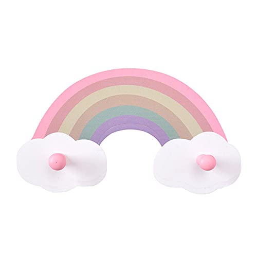 Kindergarderobe mit 2 Haken, 2 Stück Regenbogen-Garderobe für Kinder, Wandgarderobe aus Holz, Wandhaken Kleiderhaken Garderobenleiste für Kinderzimmer