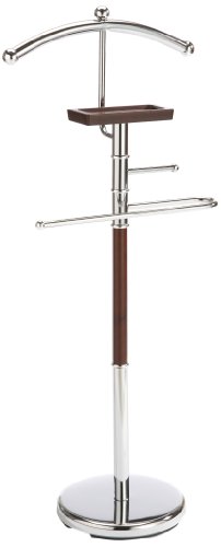 axentia 282181 Stummer Diener Godiva aus Holz & Chrom 110 cm hoch - Herrendiener verchromt - Luxus-Kleiderbutler edel, robust & platzsparend für Damen & Herren - Kleiderständer mit Ablage für Schlafzimmer & Bad , ca. 46 x 108 x 28 cm