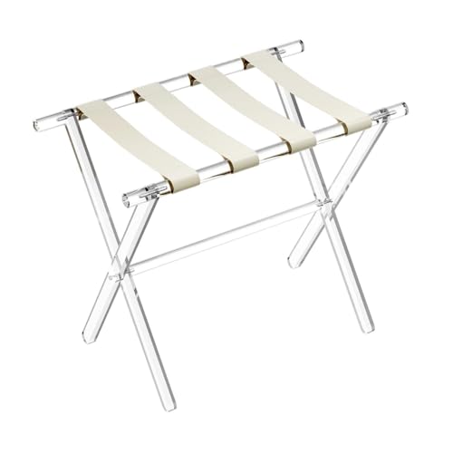 Gralara Kofferständer, Acryl-Gepäckträger für Gästezimmer, Gepäckständer, Gepäckhalter für Schlafzimmer, Beige mit Griffen
