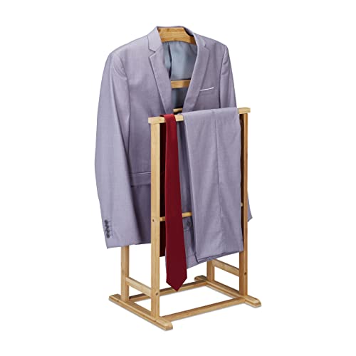 Relaxdays, Natur Herrendiener, Stummer Diener Bambus, Damen & Herren, Kleiderablage Schlafzimmer, HBT: 98,5 x 47 x 36 cm, 98.5 x 47 x 36 cm