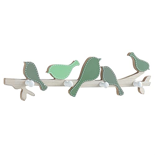 Kleiderständer Aufbewahrungsbänke 1 STÜCK Kreative Wohnkultur Vogel Holz Kleiderhaken Schiene Kleiderbügel Kinder Schlafzimmer Wohnzimmer Wandtür Hängende Dekorationen Wandgarderobe ( Color : Green )