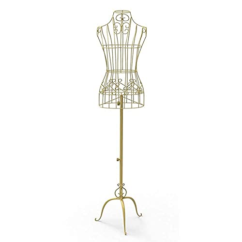 SHAWLA Schneiderpuppen Kleiderformen, Schneiderinnen, weiblicher Schaufensterpuppen-Torso-Körper, Metalldrahtrahmen, Kleiderformenständer für die Präsentation von Kleidung (Gold) (Gold)