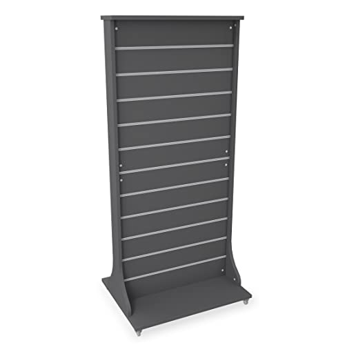 Paneelgondel „Sydney“ aus Holz mit Aluprofilen 202x90x70cm, rollbare Paneelwand beidseitig nutzbar, Profilabstand 14, o. 27,5 cm, Textilständer versch. Farben (Profilabstand 14,5 cm, Anthrazit)