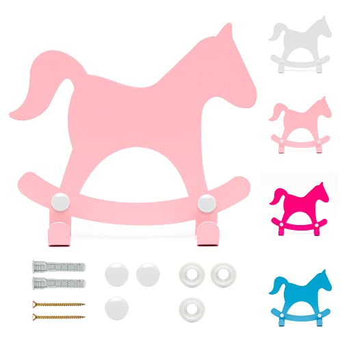 DEKOKRAFT® - Sweet Pony – Kindergarderobe mit Pferd Motiv [inkl. Zubehör] - 4 FARBEN Garderobenhaken - Kinder Kleiderhaken – Garderobe mit 2 Haken - Kinderzimmer Wand Kinderhaken - Wandhaken