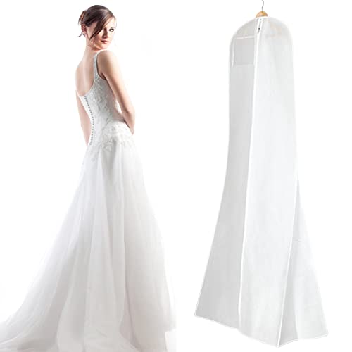 Brautkleidhülle Kleidersack ,Atmungsaktiver Kleidersack Staubdichte Kleidersäcke Schutzhülle für Brautkleider für Brautkleider Abendkleider oder Lange Mäntel (Weiß)180 x 80 x22cm
