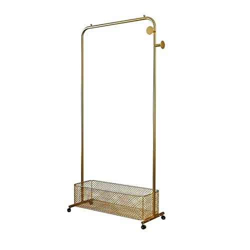 GRFIT Garderobenständer Bodengarderobe, Wohnzimmergarderobe mit Aufbewahrungskorb mit Rädern, abnehmbare multifunktionale Bodengarderobe Kleiderständer (Size : 80cm)