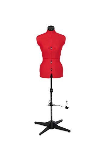 Adjustoform FG304 Sew Simple Schneiderpuppe, Nähpuppe, 8 verstellbare Teile, Größen 38 bis 46, klein, Mohnrot, Mohnblumenroter Nylonstoff, Rot (Poppy Red), S