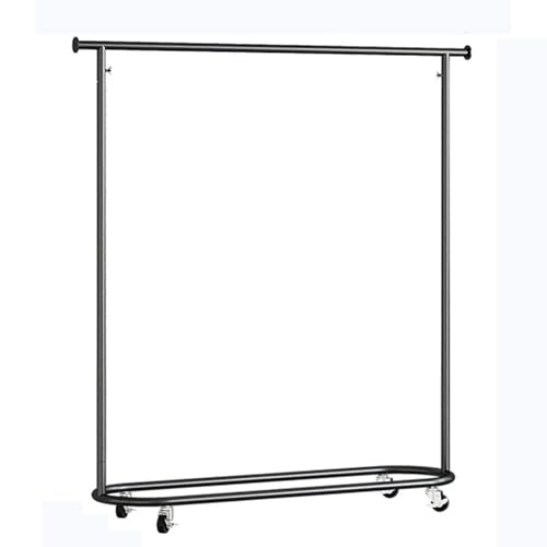 Robuster Kleiderständer – Rollbarer Kleiderständer aus Metall für Schlafzimmer und Boutique, freistehende Garderobe mit Rädern, 140 x 30 x 155 cm, Schwarz – Kleider-Organizer in Handelsquali