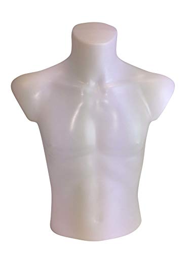 fella4stores Basic Herrentorso kurz in Weiss, Schaufensterpuppe, Büste vollgeformt aus Kunststoff