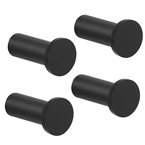SAYAYO Garderobenhaken Schwarz, Kleiderhaken Wand Haken zum Schrauben Handtuchhaken Edelstahl Wandhaken Garderobe, 4 Stück Kleiderhaken Schwarz für Badezimmer, Küche, Schlafzimmer, EGOY001Y-B-4P
