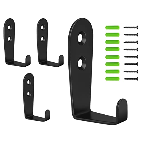 CGBE 4 Stück Kleiderhaken, Garderobenhaken Schwarz Vintage, L-Haken Wand Metall, Wandhaken Mantelhaken mit 8 Schrauben und 8 Dübel, für Schlafzimmer Badezimmer Küche