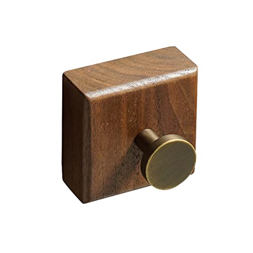 Wandgarderobe Nordischer Nussbaum Messing Haken Massivholz Schlagfrei Wand Tür Kleiderbügel Toilette Wandbehang Schal Hut Klebriger Haken Haushaltsaufbewahrung Garderobenständer (Color : Square B)