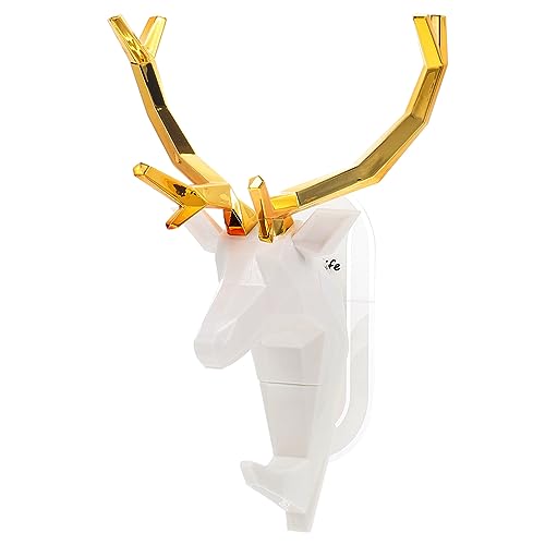 TOGEVAL Kleiderhaken aus Geweih Wandhaken für den einzug Kleiderständer zur Wandmontage Hirsch Wandskulptur Huthaken Kleiderbügel für den Heimgebrauch bequemer Aufhänger Abs Weiß
