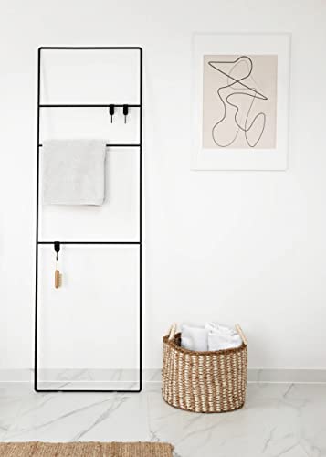 Handtuchleiter fürs Badezimnmer | Handtuchhalter - stehend | Handtuchständer in Schwarz | Herrendiener aus Metall | Handtuchleiter aus Stahl | modern, minimalistisch & qualitativ