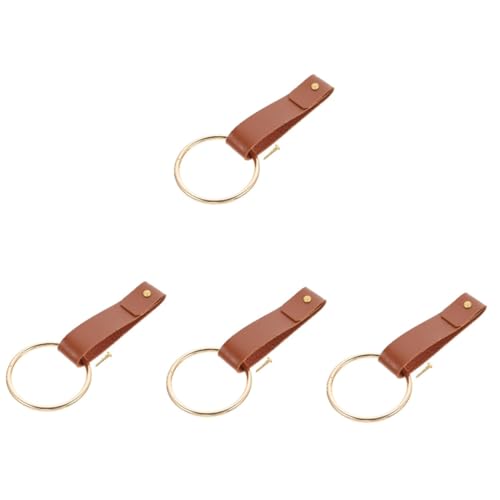 Artibetter 4 Stück Handtuchring Kleiderständer Aus Metall Küchentuchring Handtuchhalter Badetuchring Kleiderhaken Hellbraune Handtücher Wand Lederband Wohnkultur Wandbehang Messing Kunstleder