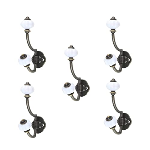 Wandkleidung Haken Retro antike Keramik -Kleiderhaken für Tür Badezimmer Schlafzimmer Küche Bronze 5 Stcs