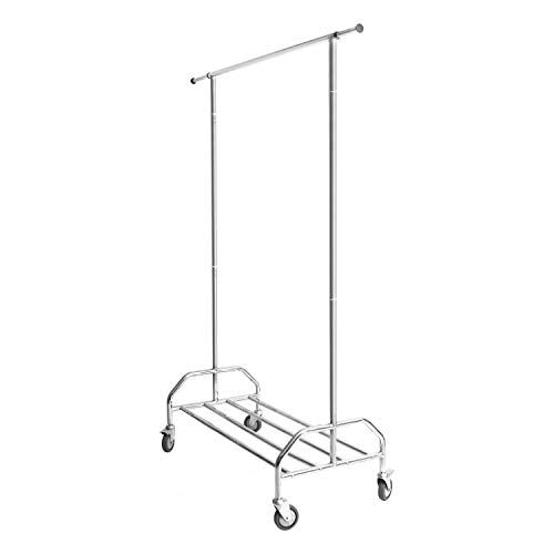 SPACEO - Kleiderständer - 40 kg - 4 Rädern und Bremsen - Verstellbare - Garderobenständer - Kleiderstange mit Rollen