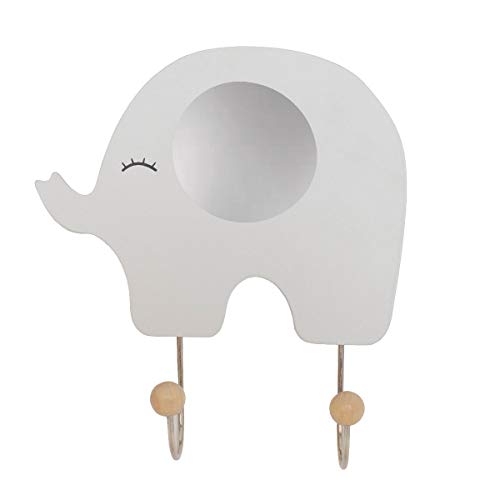 Kindergarderobe Wandhaken Holz Garderobe Elefant grau mit 2 Haken Jabadabado R16044