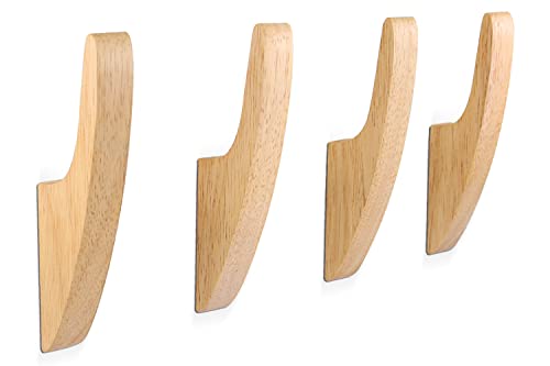 SAUNNIHEN 4 Stück Kleiderhaken Einzeln, Garderobenhaken Holz, Multifunktionaler Wandhaken Vintage, Handtuchhaken, Garderobe für Schlafzimmer, Wohnzimmer, Flur (Einfacher Haken)