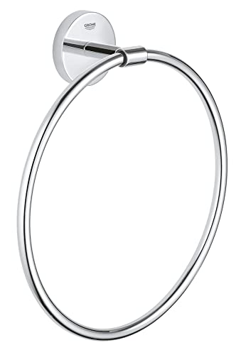 GROHE Start Cosmopolitan - Handtuchring (Material: Glas/ Metall, vedeckte Befestigung, zum Kleben oder Bohren), chrom, 41167000