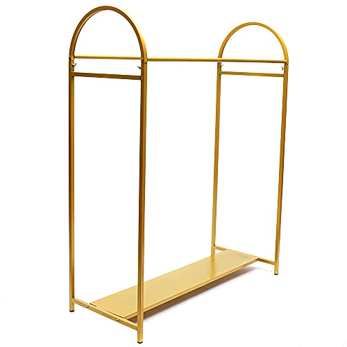 Gold-Metall-Kleiderständer mit Regalen, Hochzeitskleid, Brautkleid, Kleiderständer|Hochzeitskleidung Ausstellungsstand für die Hochzeit (B-120*50*150cm)