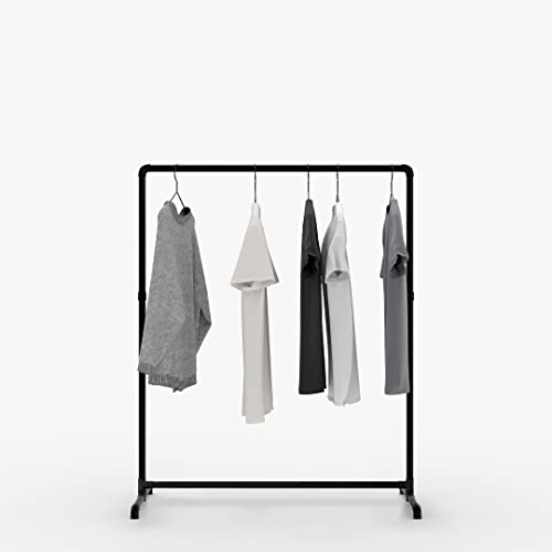 pamo freistehende Kleiderstange im Industrial Design - LAS LOW - Höhe 135cm | Garderobe oder Kleiderständer aus schwarzen stabilen Rohren | ohne Wandmontage