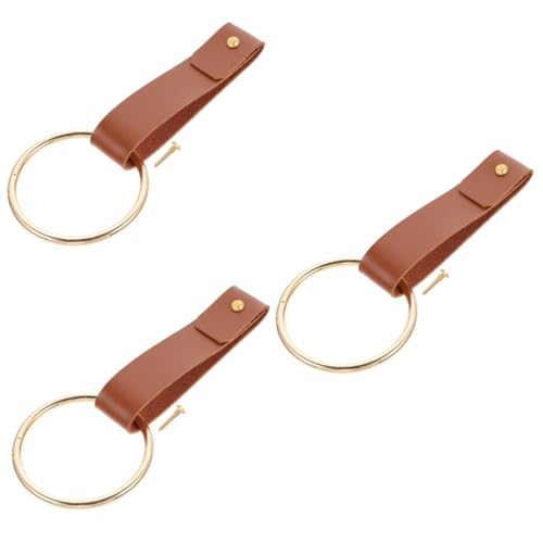Gadpiparty 3st Handtuchring Badetuchring Wandmontierte Lederhaken Kleiderhaken Handtuchhalter Küchentuchring Wand Lederband Handtuchhaken Kleiderständer Aus Metall Messing Gurt Runden
